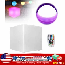 16" LED Light Cube Stool Chair 16 RGB Colors Rechargeable w/ Remote Control 5W