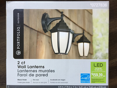 Portfolio Outdoor 2 Wall LED Lanterns Black Finish for sale online  