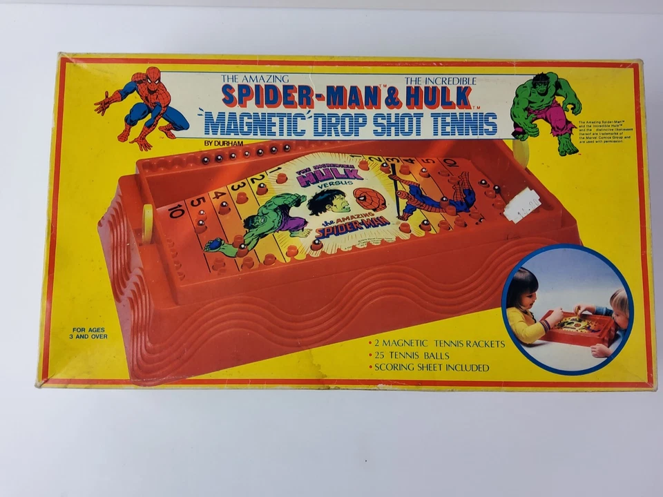 De colección 1980 Spider-Man Hulk Marvel Comics Drop Shot Tenis Durham Nuevo en Caja Raro Foto 2 de 4