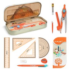 Geometry Set for Students Math Protractor Compass with Rulers Box of Protacto...