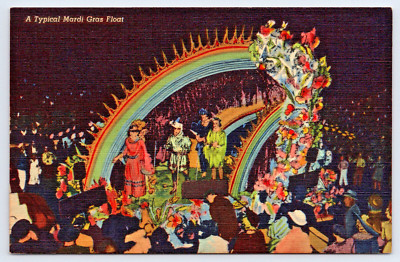A Typical Mardi Gras Float Postcard Ca 1940 New Orleans LA