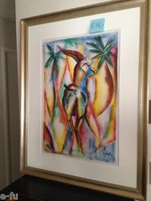 Very Cool ANTELOPE Colorful Modern Contemporary Original Framed Art Karl $1000+