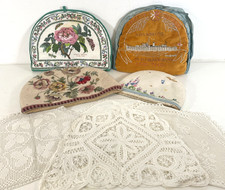 Vintage Tea Cosy Bundle - Lace Linen Tapestry Fabric - Kitchen Textiles Job Lot