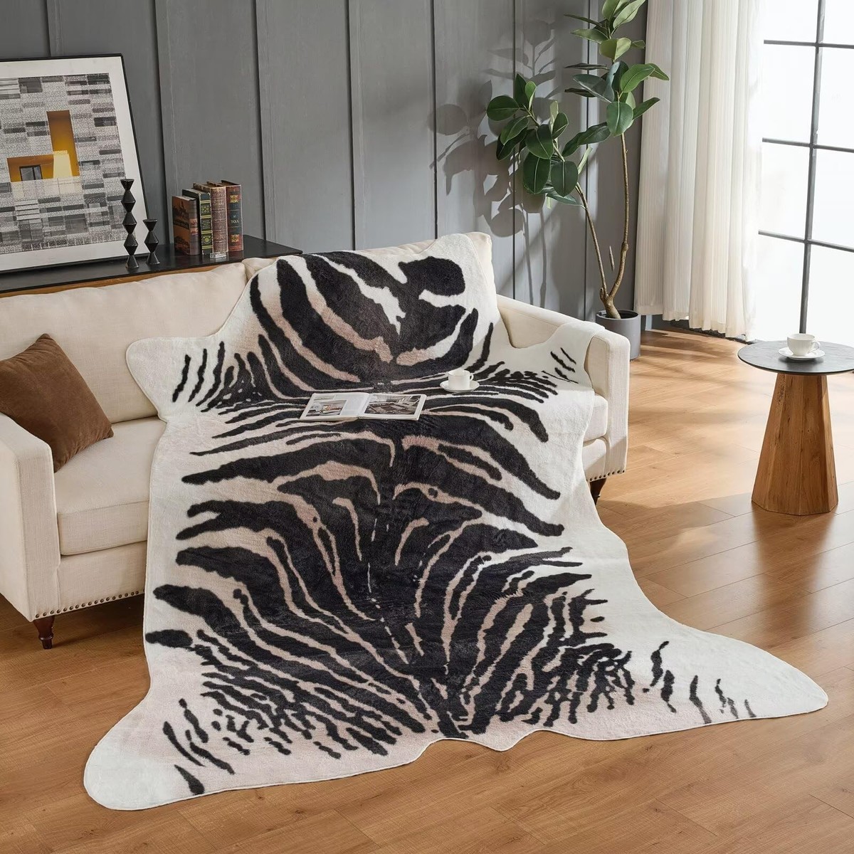 Zebra Faux Fur Rug