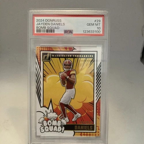 2024 Panini Donruss Jayden Daniels Bomb Squad #29 Rookie PSA 10 Commanders