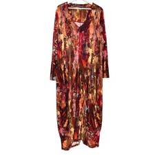 Sahara Bubble Hem Dress Size UK20 Red Splash Print Maxi Balloon Lagenlook Arty