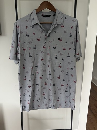 Travis Mathew Mens Large Short Sleeve Polo USA Pattern
