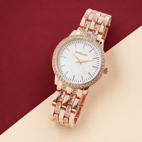 Excellanc Frauen Uhr Damen Armbanduhr Quarzuhr Gliederband RoséGold Strasssteine