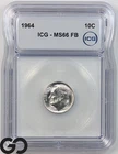 1964 Roosevelt Dime, Full Bands, ICG MS 66 FB ** Blast White!