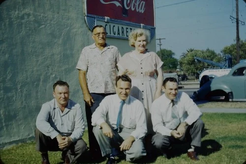 Vintage 35mm Photo Slide 1950s Family Portrait Shop Coca-Cola Sign Cigarettes #2