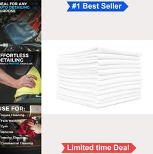 Microfiber Cleaning Towels 12 Pack 12x12 Inch 300 GSM White Lint Free Absorbent