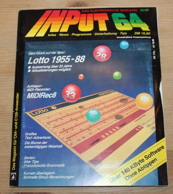 C64 Commodore 64 --- Input 64 Nr.10 von 1988 komplett mit Diskette
