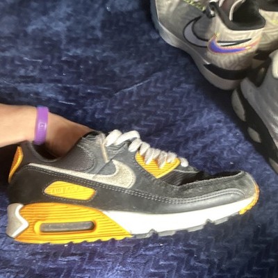 Nike Air Max 90 Unisex Kids Sneaker US 9.5 Black/Gray/Orange Low Top