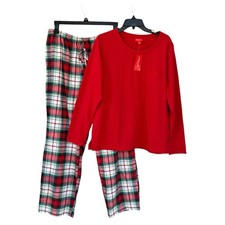 NWT Holiday Lane Pajama Set Red and Plaid Cotton Women's Size S and L 2-piece