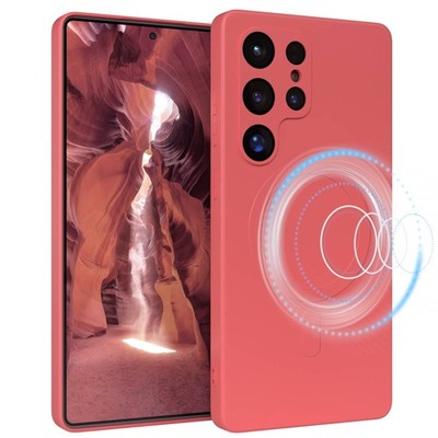 Silikonhülle magnetisch für Samsung Galaxy S25 Ultra Magnet Hülle TPU in Rot