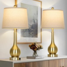 26" Gold Table Lamps Set of 2 for Living Room, Touch Control Bedroom Lamps fo...