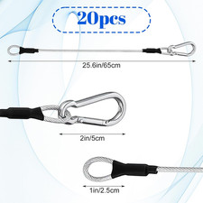 20 Pack Safety Cables 2Ft Stainless Steel Stage Lights Safety Cables Carabiner