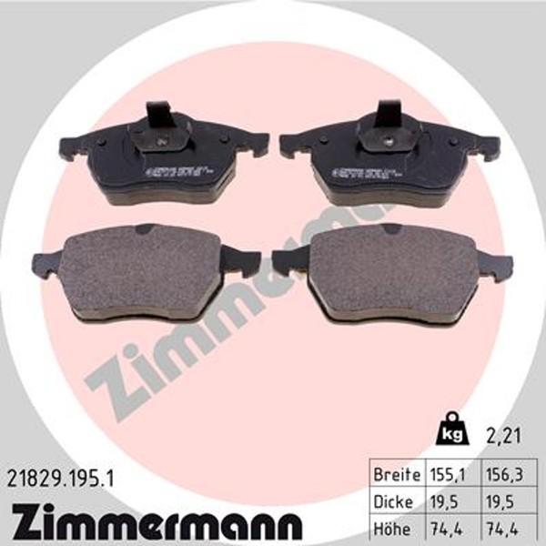 Bremsbelagsatz Scheibenbremse Zimmermann 21829.195.1 FüR Opel Calibra Vectra Cc-image