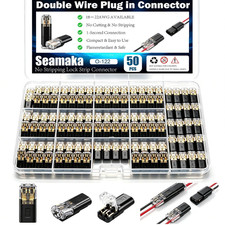 50Pcs Quick Connect Wire Connectors,Low Voltage No Stripping Double Wire Plug