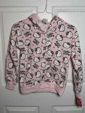 Sanrio Hello Kitty All Over Print Zip-Up Hoodie Kids Size 12 Pink