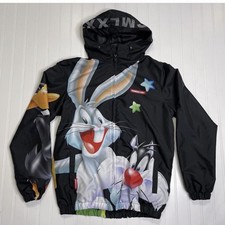 Looney Tunes x Members Only Hooded Windbreaker Jacket - Size XL - All Over Print
