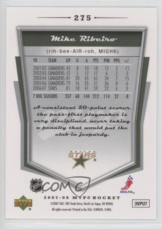 2007-08 Upper Deck MVP Mike Ribeiro #275 - Image 2 of 2