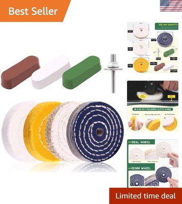 8 Pcs 3 Inches Buffing Polishing Wheel Kit 3 pcs Polish Compound, Soft/Fine/M...