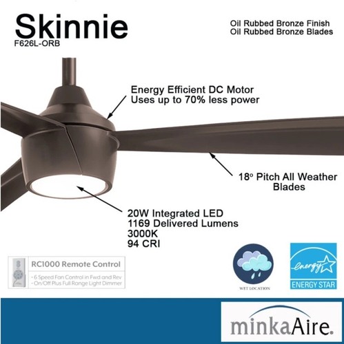 Minka Aire Skinnie - LED 56" Ceiling Fan F626L-ORB - Oil Rubbed Bronze - Picture 2 of 8
