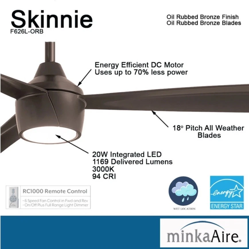 Minka Aire Skinnie - LED 56" Ceiling Fan F626L-ORB - Oil Rubbed Bronze - Image 2 of 4