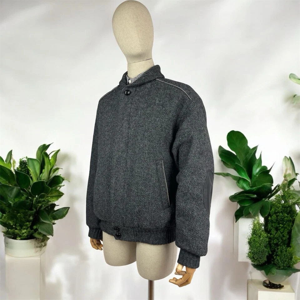 Chaqueta Bomber Zegna Lana con Codos de Cuero - Talla 48 (M/L), Elegante y Cálida Foto 2 de 4