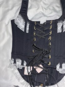 Agent Provocateur Zena Maid Overbust Corset Black/White Lace-Up Boned 2E