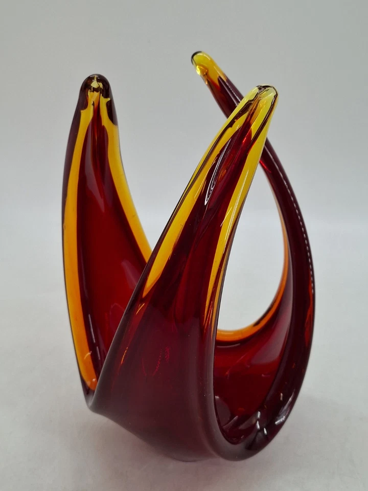 Murano Style Glass Sculpture. Red and Orange Flame style Vintage 23.5 cm - Image 3 of 4