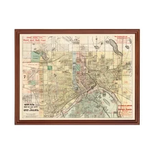Old Map of St. Paul, MN 1884 - Vintage St. Paul Minnesota Ar