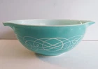 Promotional 1959 Pyrex Turquoise Aqua Scroll #443 Cinderella Bowl 2 1/2 QT MCM