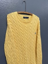Polo Ralph Lauren Yellow Cable Knit Cotton Men s Knit Sweater XL