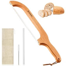 Magiware Sourdough Bread Knife Sharp Bread Slicer for Homemade Bread Wooden B...