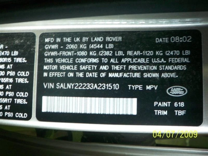 Passenger Right Rear Side Door Fits 02-03 FREELANDER 925 Foto 4 de 4