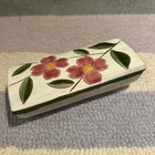 Stangl Pottery long cigarette jewelry Trinket Box and lid with roses leaves