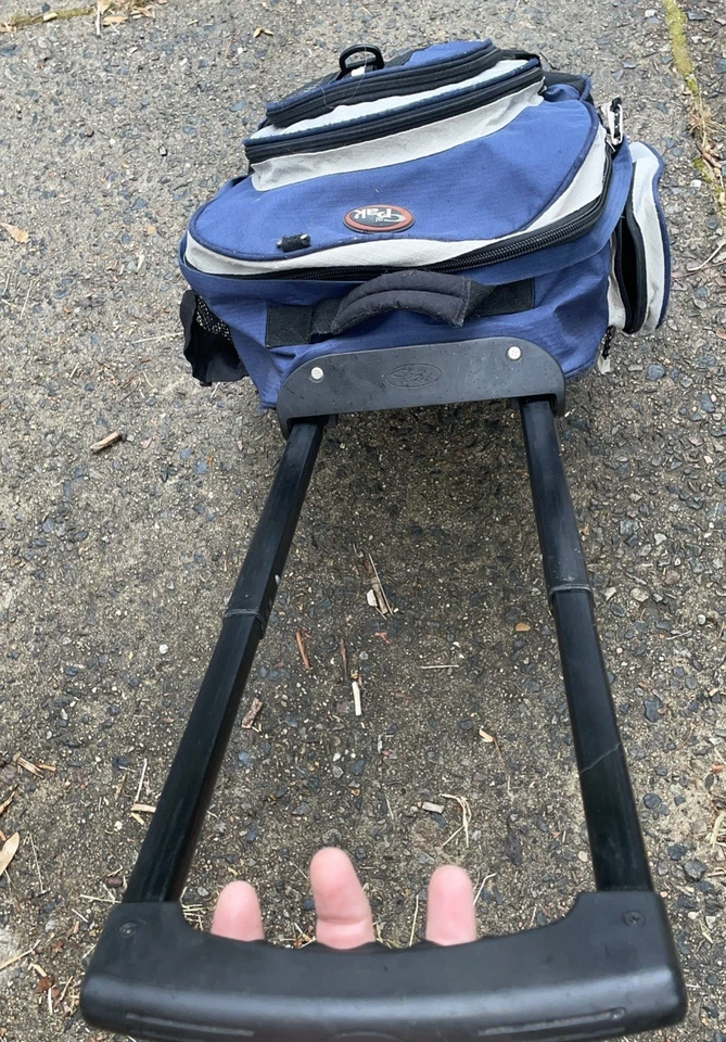 CALPAK Soft Sided Blue 18" Rolling Carry On Backpack 6 Compartment Luggage - Image 4 of 4