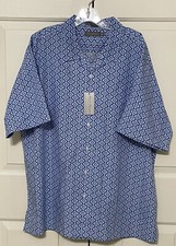 NWT Daniel Cremieux size XL blue white short sleeve button up shirt mens 85