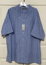 NWT Daniel Cremieux size XL blue white short sleeve button up shirt mens $85