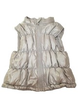 Toddler Girl Quilted Padded Shiny Silver Metallic Puffer Vest 24 Mth/2T