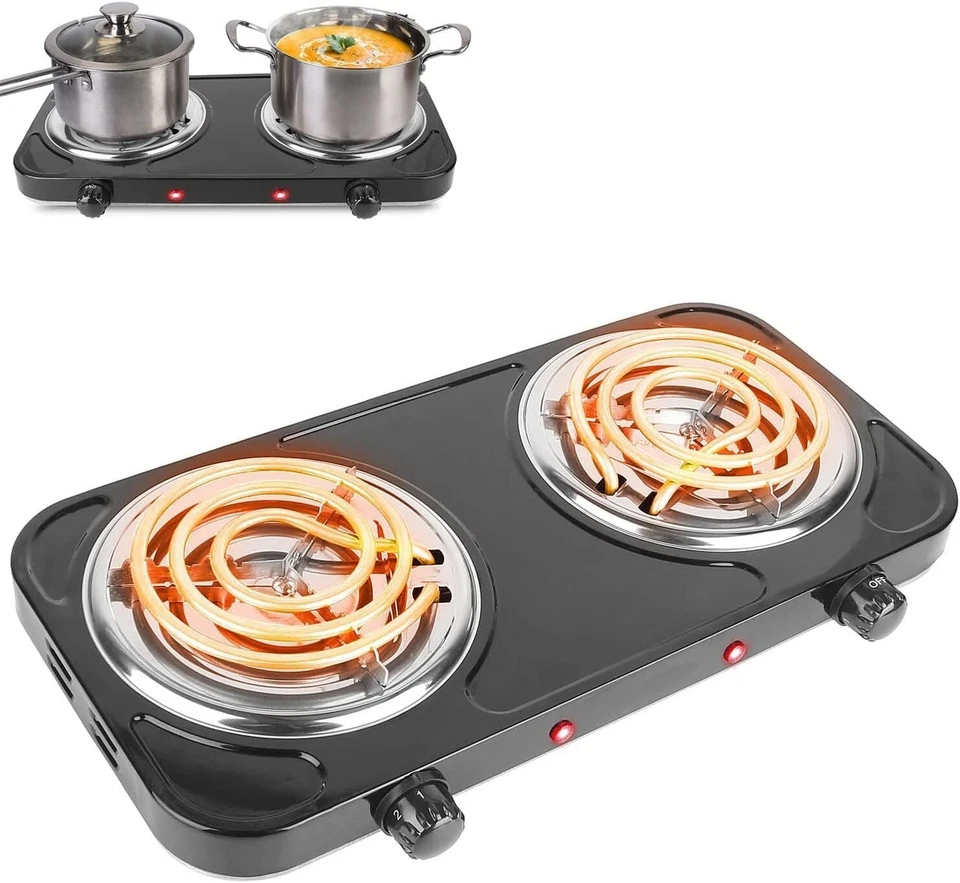 Portable Kitchen Electric Double Burner Hot Plate Cooktop Cooking Stove 2000W - Image 3 of 4