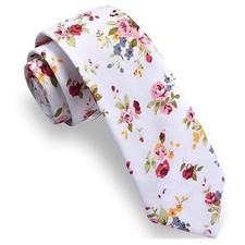Fashion 2.4"  6cm  Floral Skinny Tie for Men Slim Flower White/Olive/Pink/Red