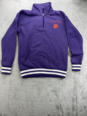 CLEMSON half zip purple pullover front pocket very warm excellent condition