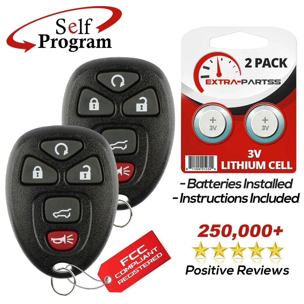 2 New Remote Start SUV Keyless Entry Car Key Fob Transmitter for
