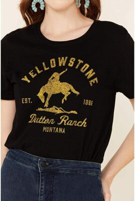 Yellowstone Bucking Bronco Dutton Ranch Montana TV Show Damen T-Shirt 66-3