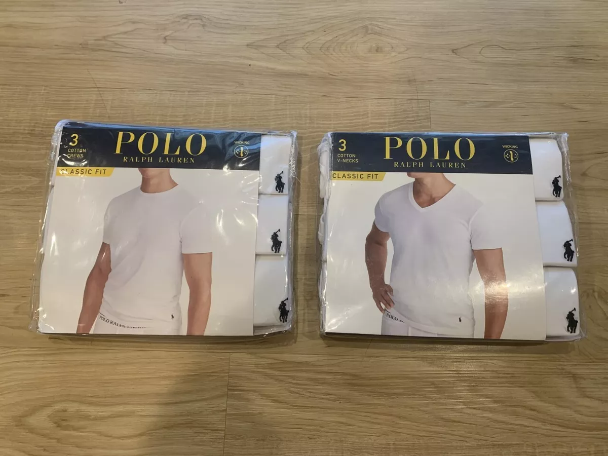 meddelelse fårehyrde Arbejdsgiver Polo Ralph Lauren Men&#039;s Classic Fit Moisture Wicking T-Shirt Tee White  3-Pack | eBay