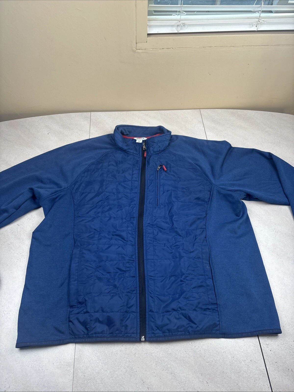 Orvis Jacket Mens 2XL Blue Quilted Full Zip Lightweight Puffer Fleece Outdoors