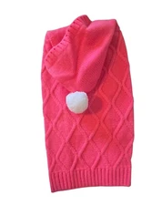Urban Essentials Hot Pink, Pom Pom Hoodie, Cable Knit Puppy/Dog Sweater, XS,S,Md